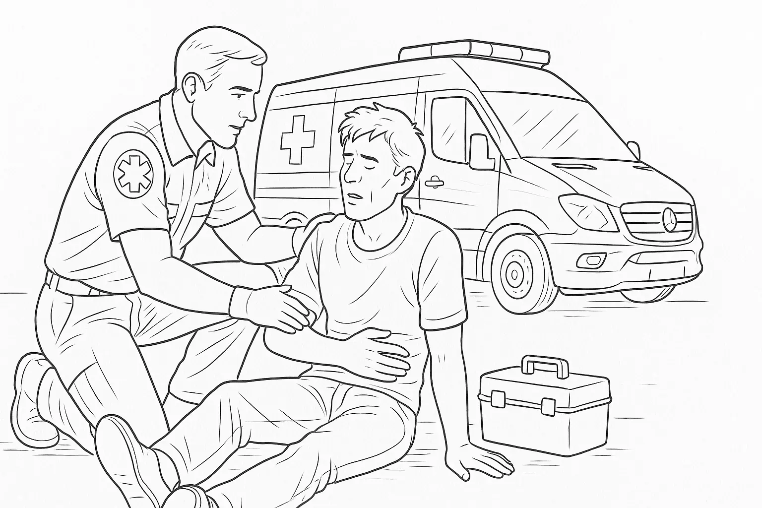 Rescue Scene with Paramedic and Patient