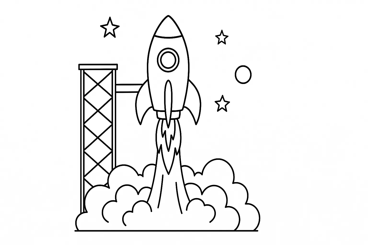 Rocket Launch Coloring Page – Free Template for Kids