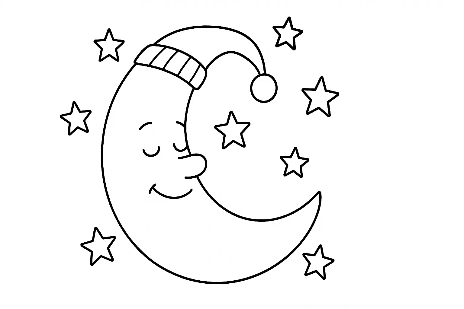 Sleeping Moon Coloring Page – Free PDF for Kids