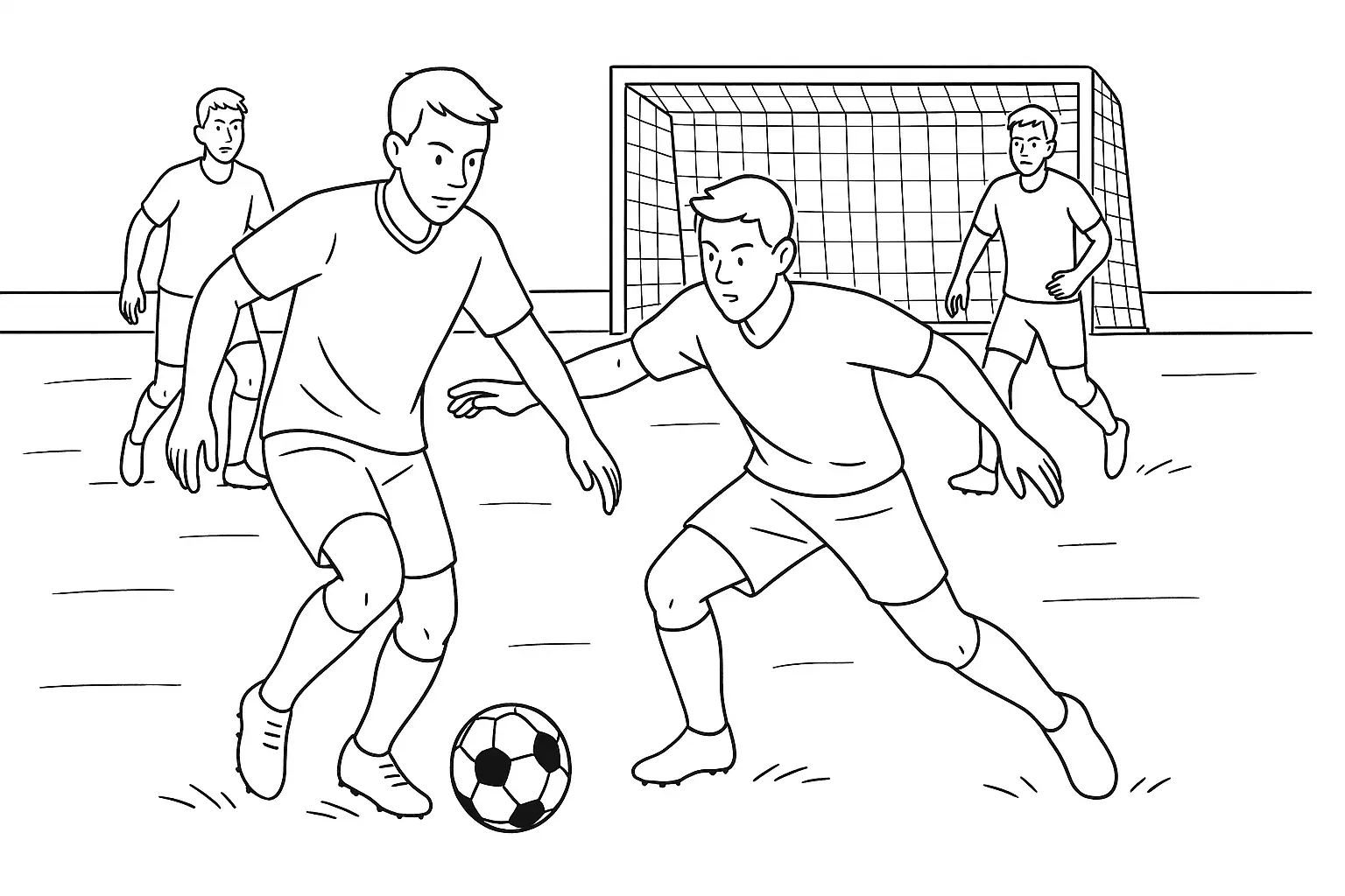 Soccer Game Coloring Page – Free A4 PDF