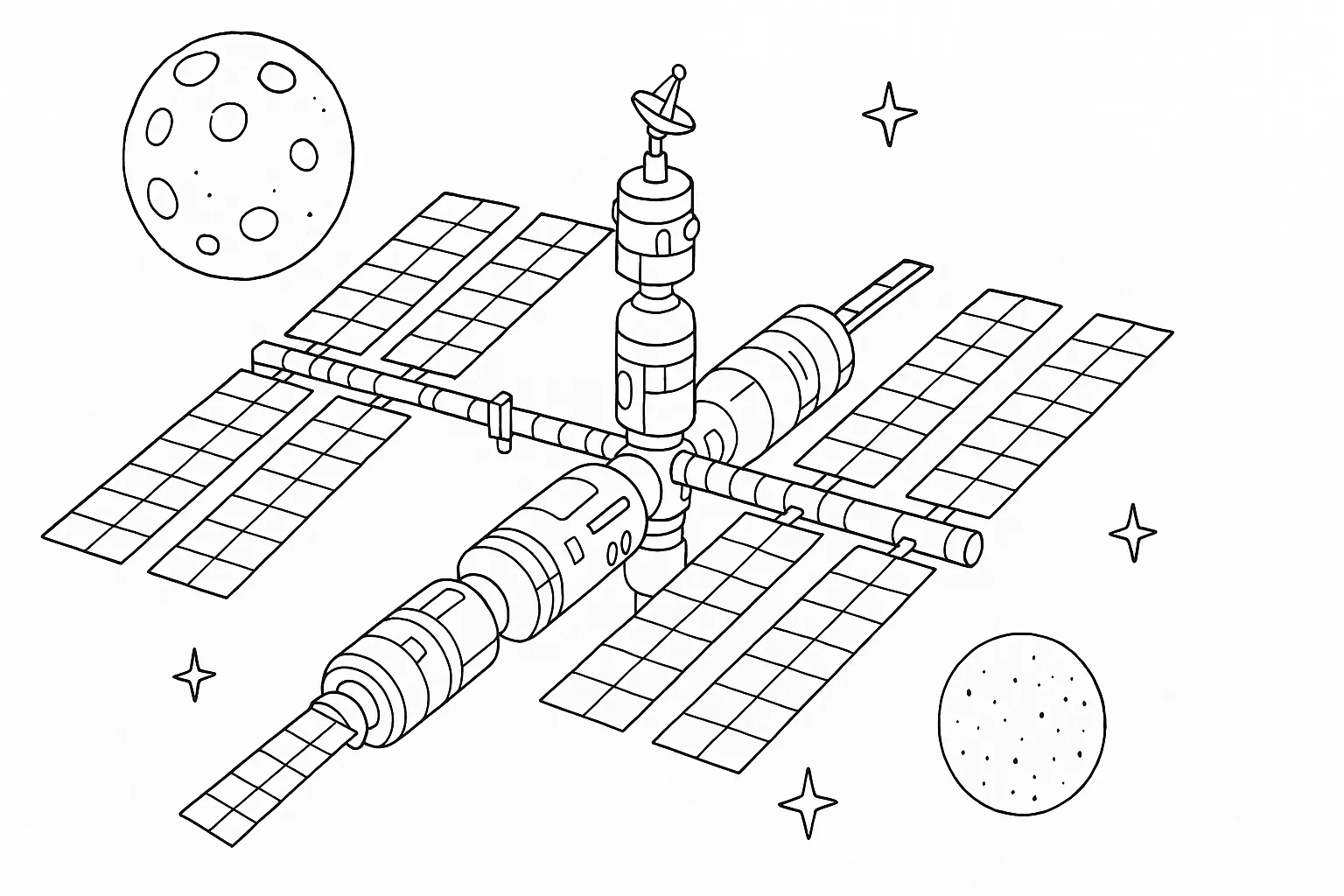 Space Station Coloring Page – Free Printable for Kids