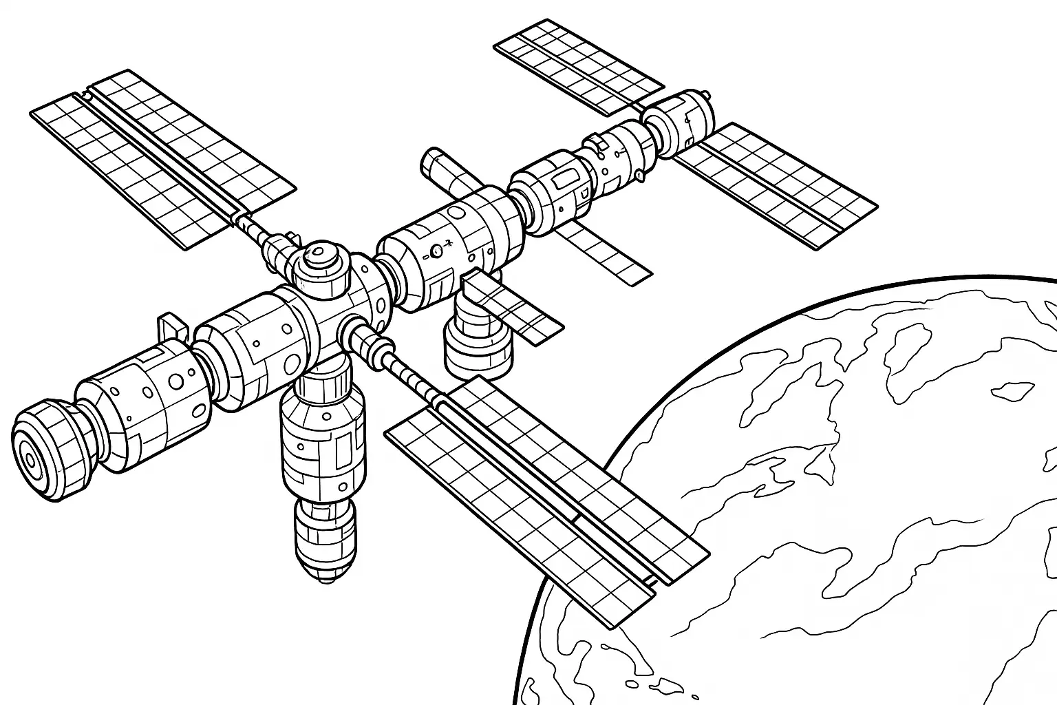 Space Station in Orbit with Earth