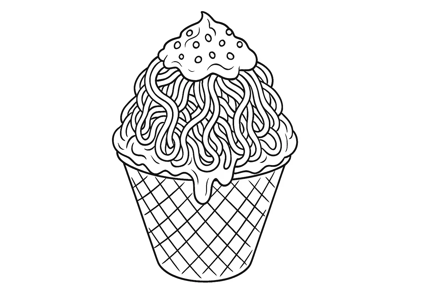 Spaghettieis Coloring Page – Free Printable for Kids