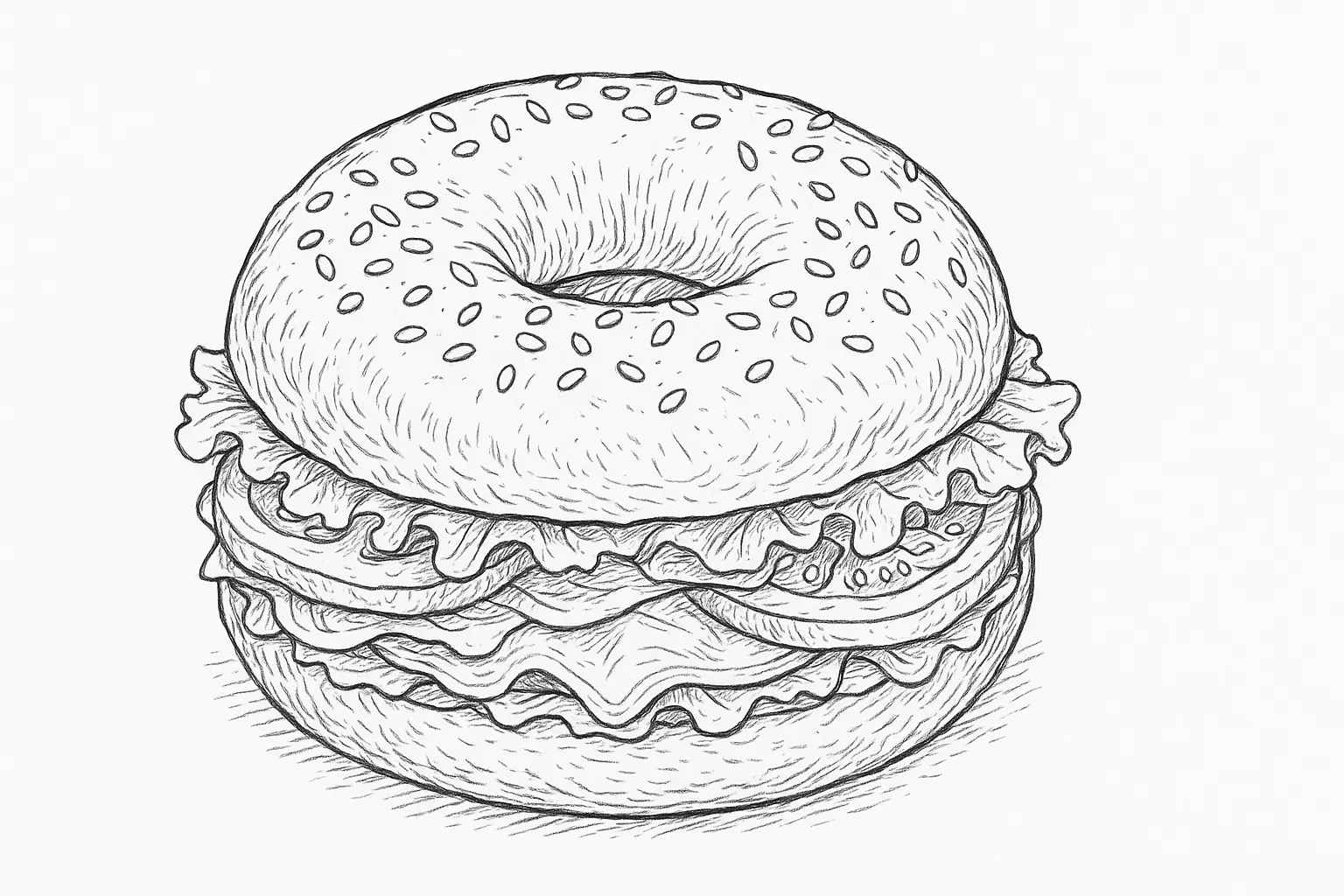 Stuffed Bagel Coloring Page: Free Template for Kids