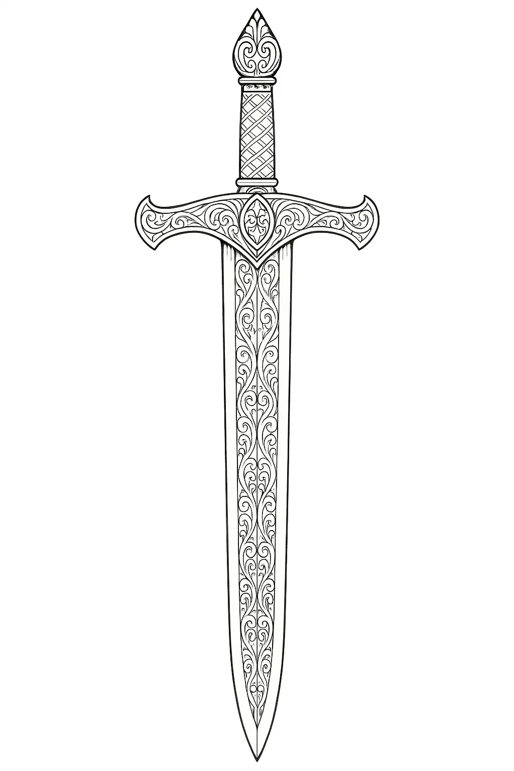 Sword with Ornaments Coloring Page