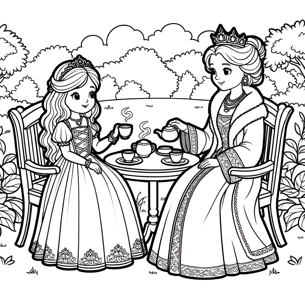 Tea Time in the Garden with Princess and Queen