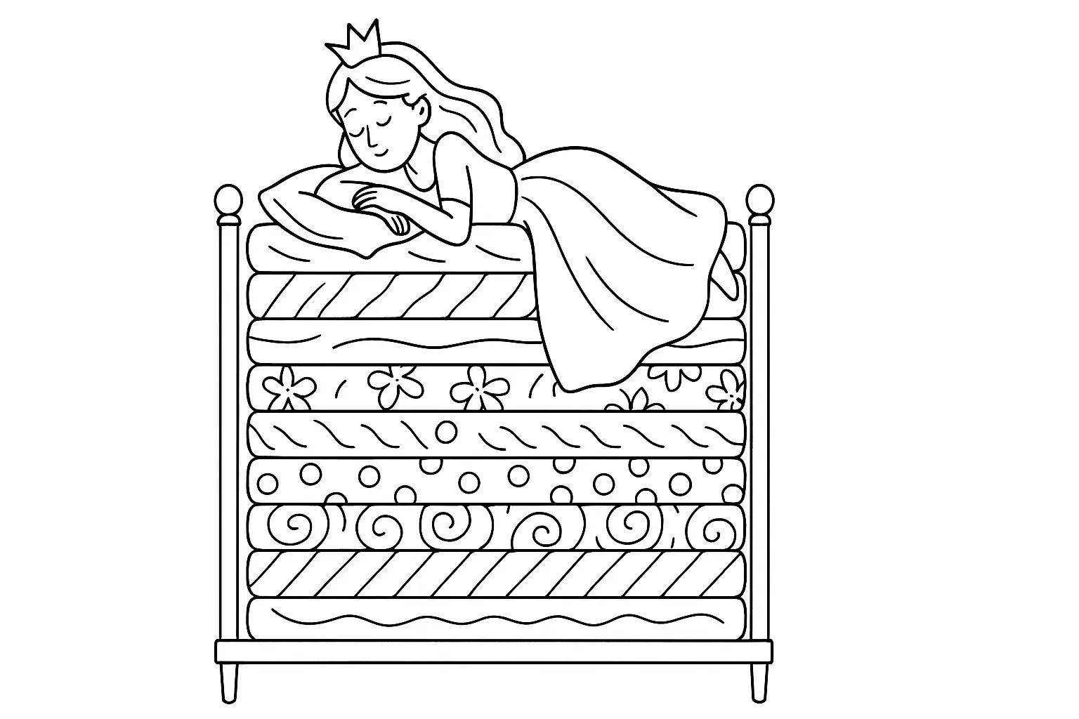 The Princess and the Pea Coloring Page – Free PDF