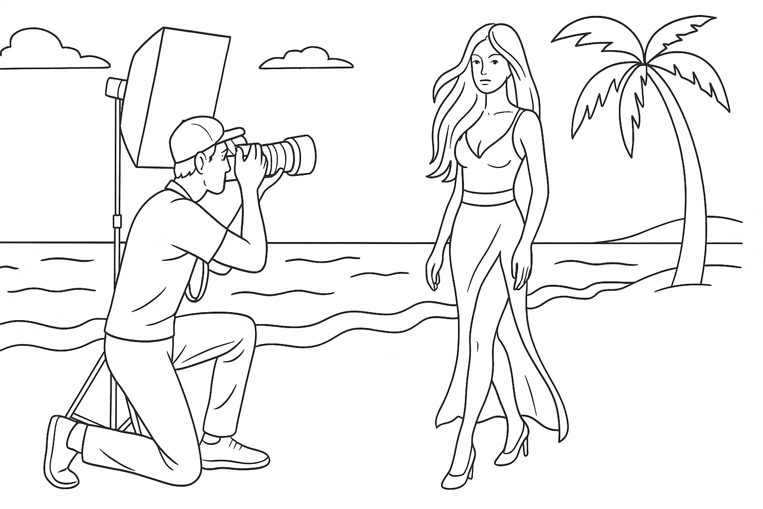 Top Model at a Beach Photoshoot
