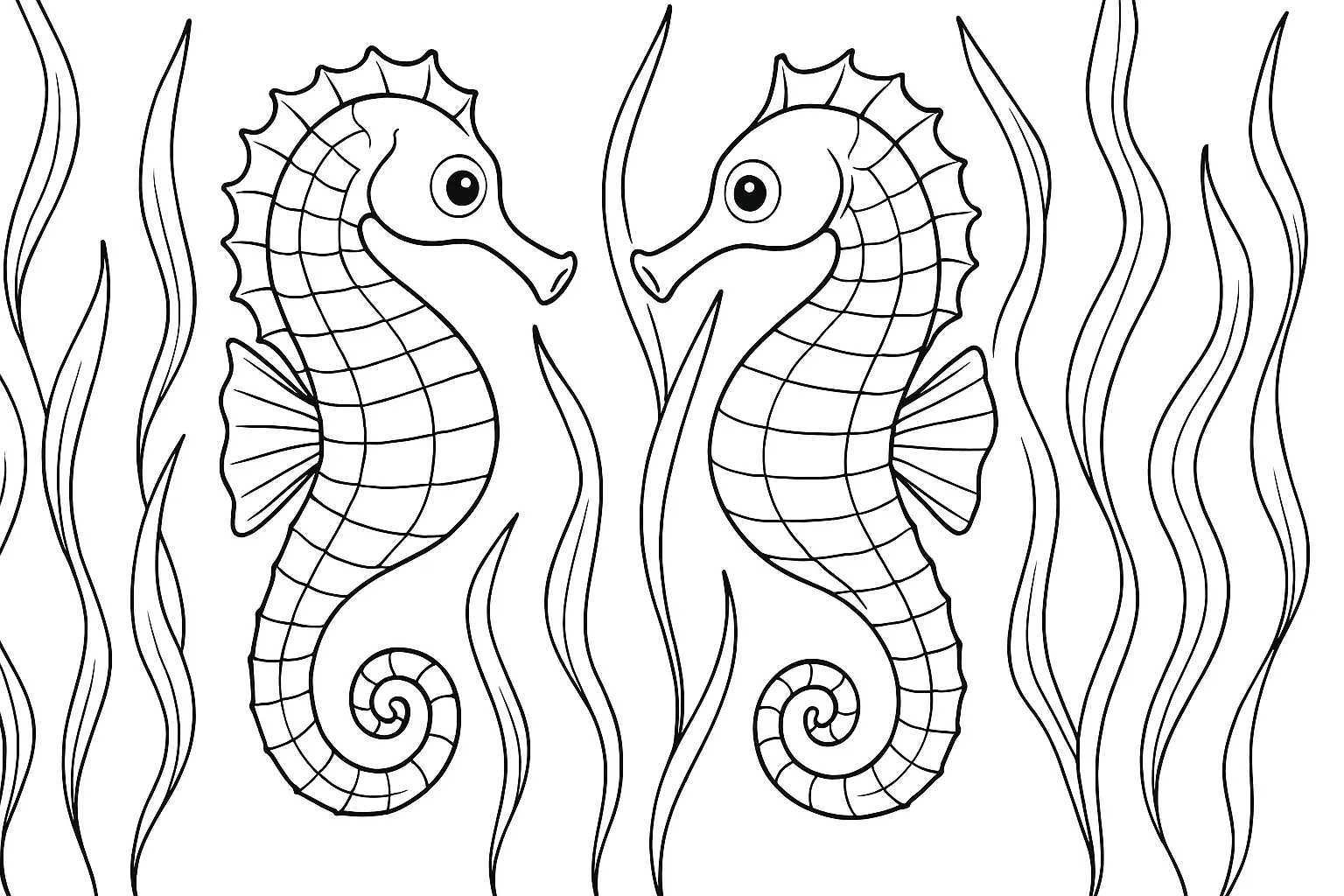 Two Seahorses in Seagrass