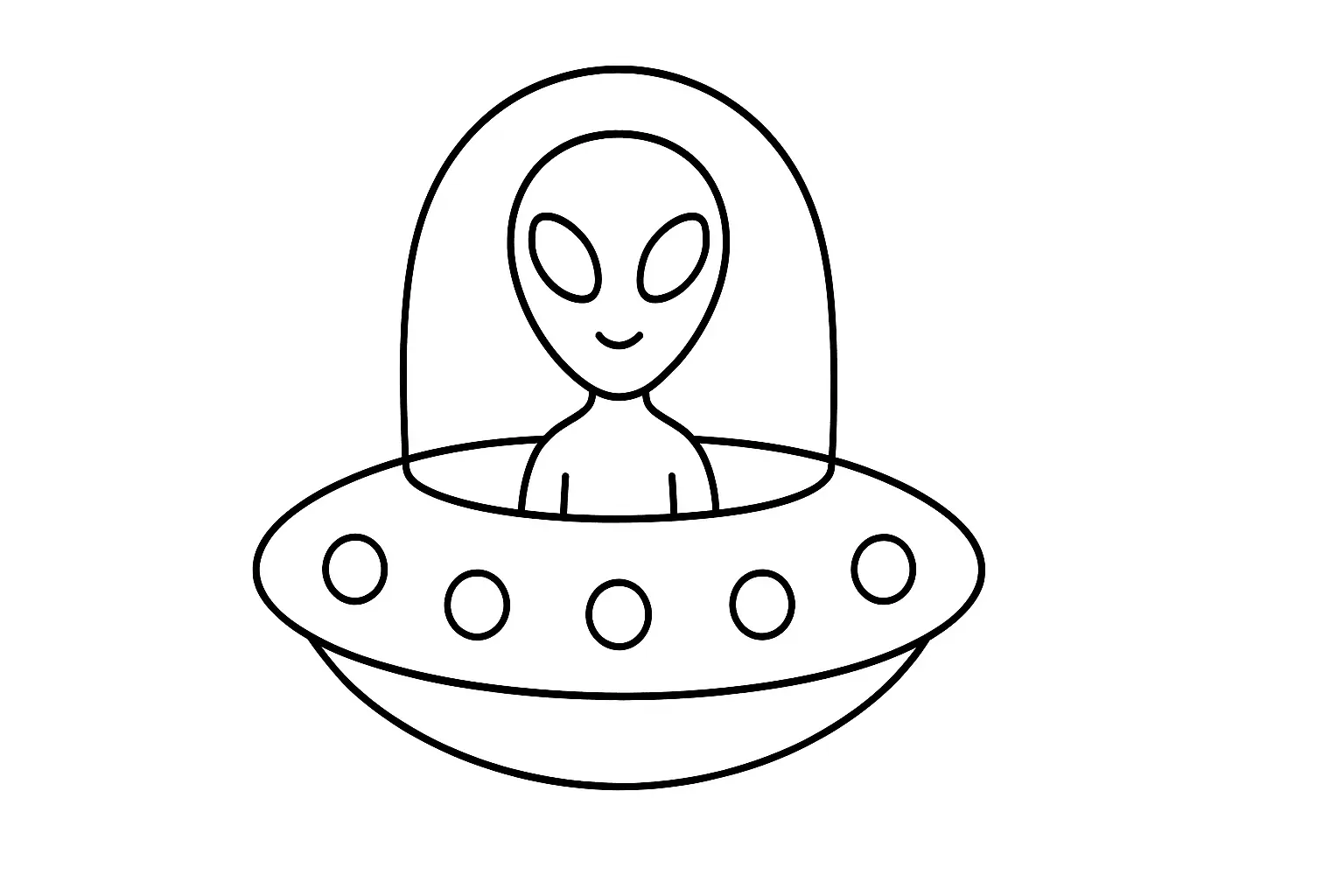 UFO with Alien Coloring Page – Easy Template for Kids