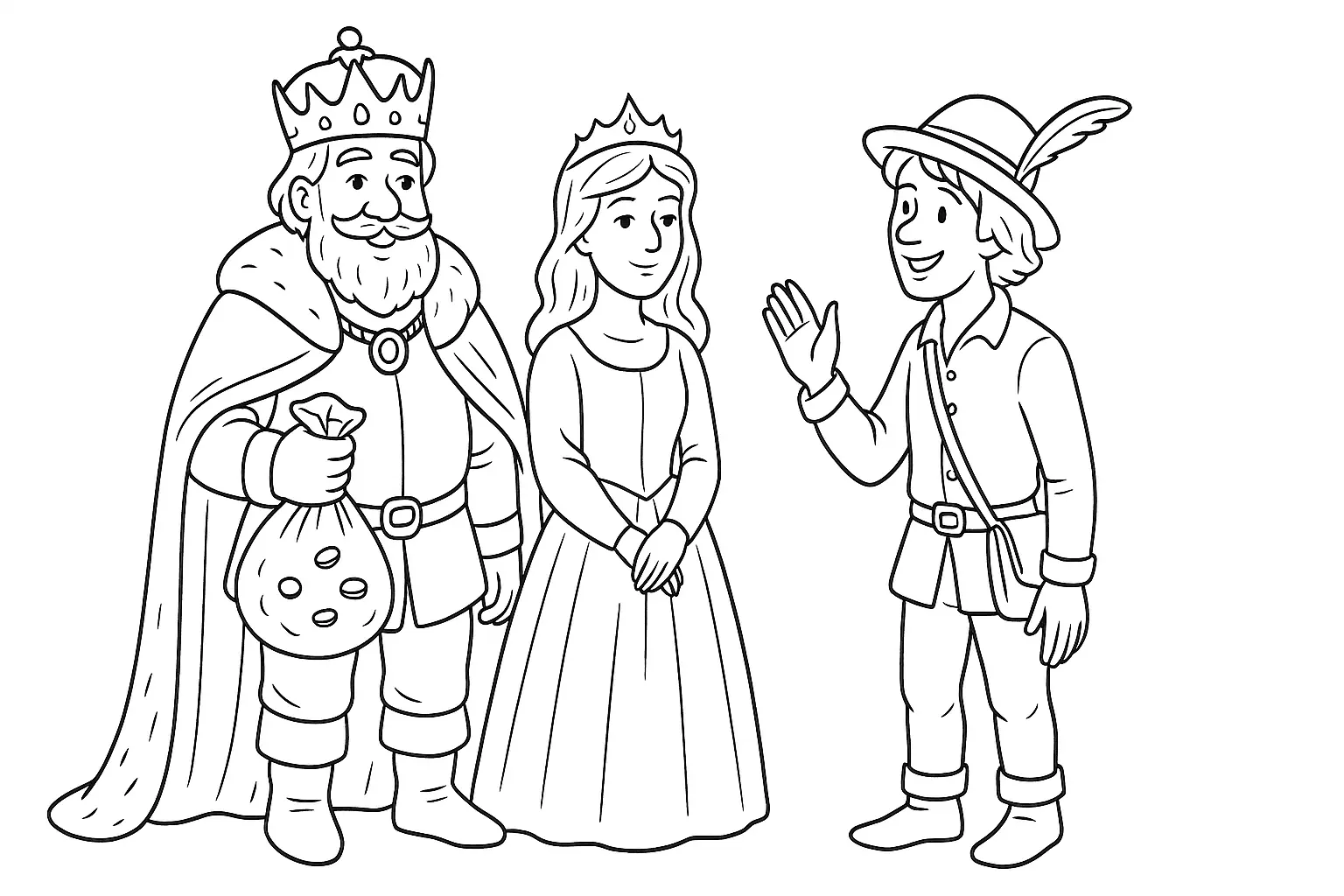 Valiant Little Tailor Coloring Page with King and Princess
