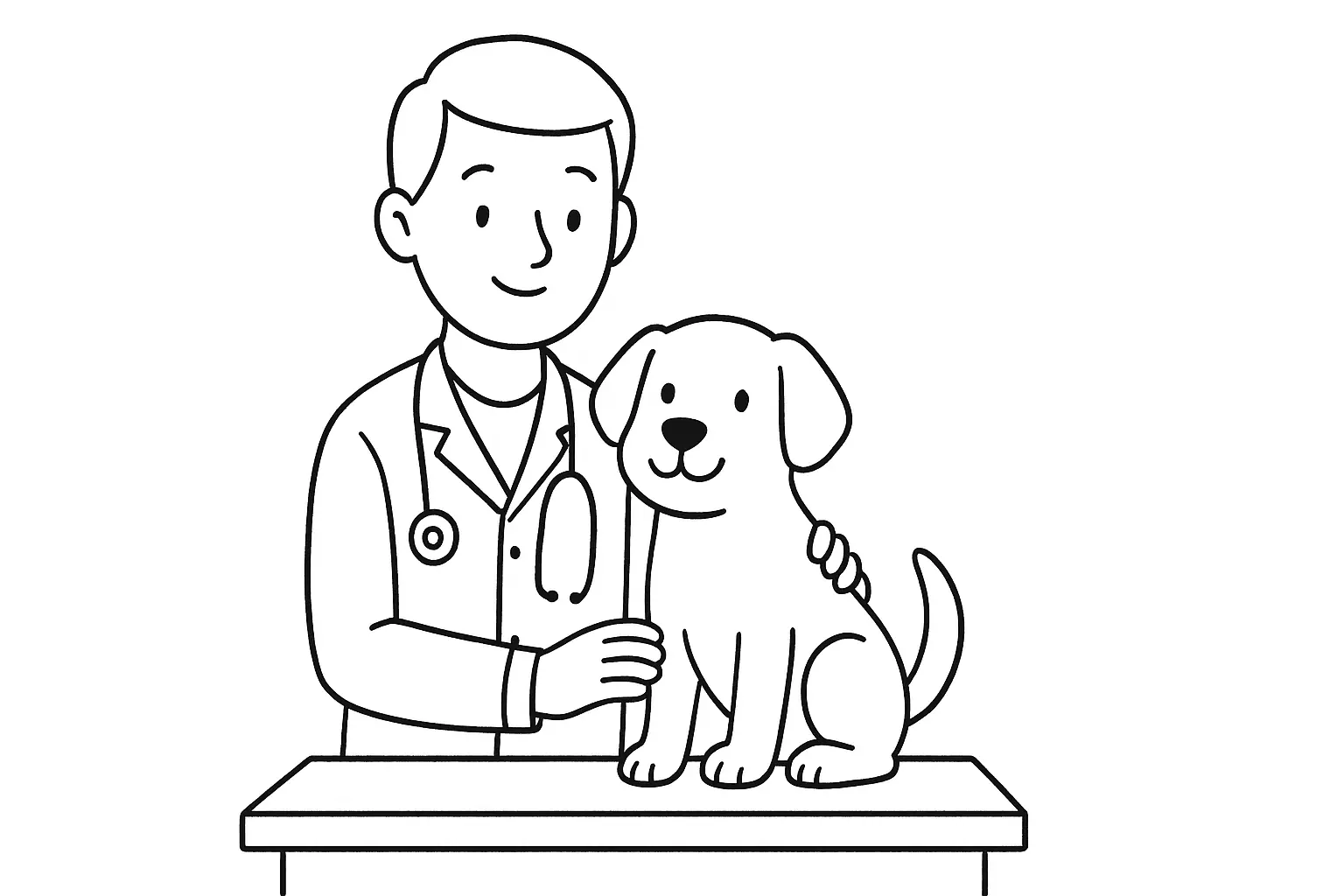 Veterinarian with Dog: Coloring Page PDF to Print