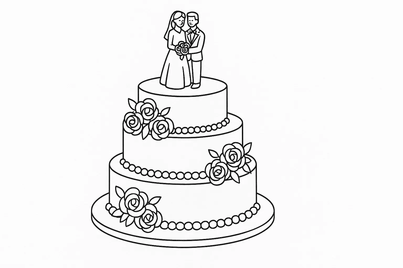 Wedding Cake Coloring Page – Free Printable PDF