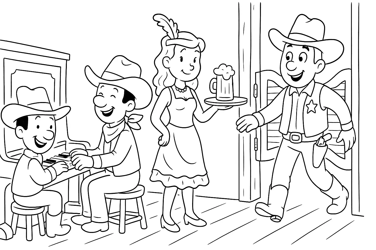 Wild West Saloon – Coloring Page for Little Cowboys