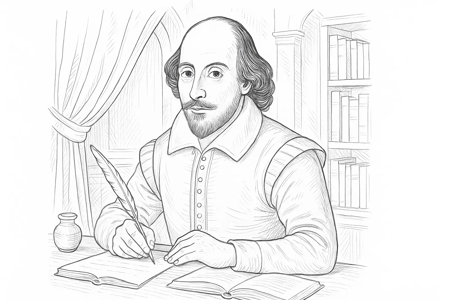 William Shakespeare – Coloring Page with Quill