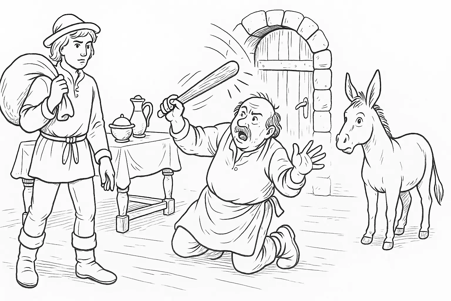Wishing Table & Cudgel in the Sack Coloring Page