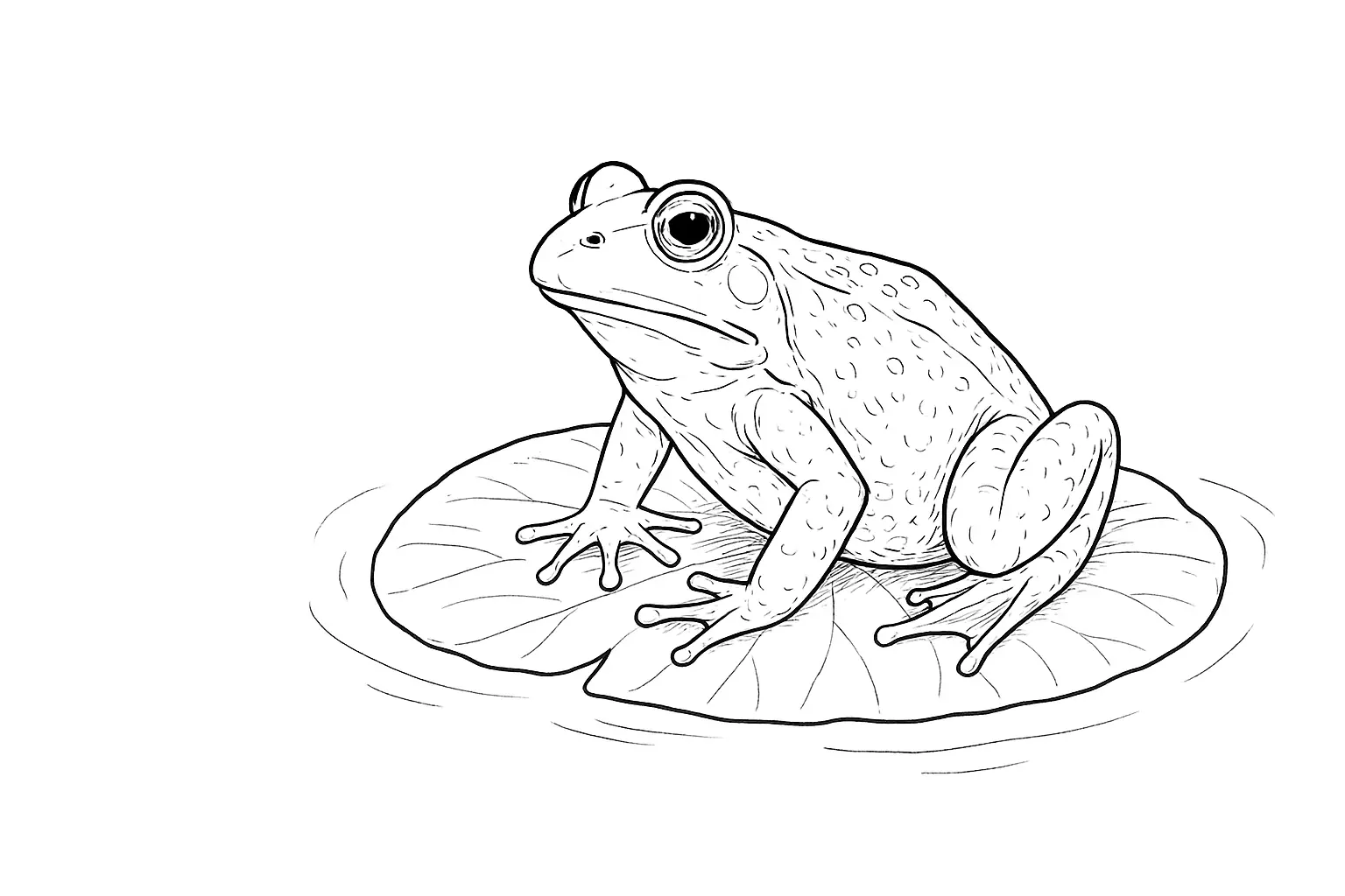 Frog Coloring Page with Water Lily – Lovely PDF