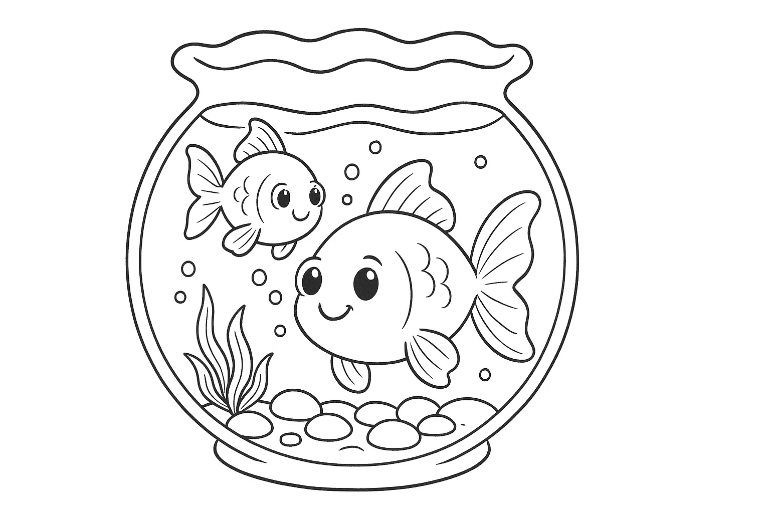 Goldfish in a Bowl – Coloring Page for Kids