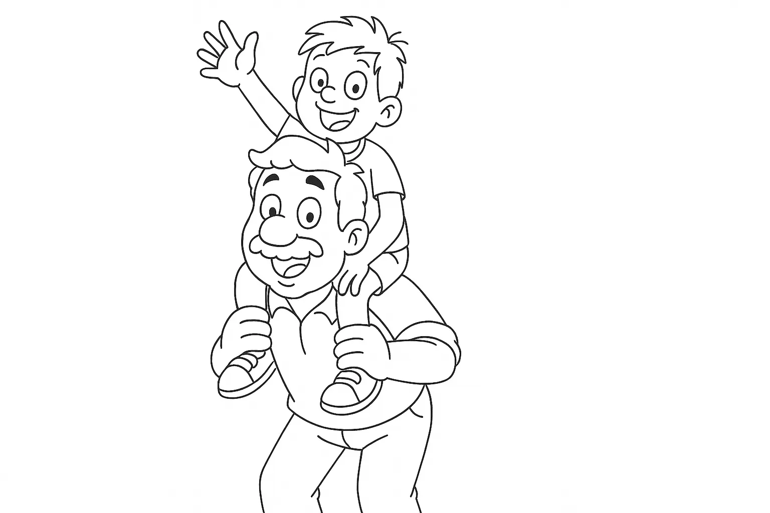 Joyful Family Scene – Child on Grandpa’s Shoulders