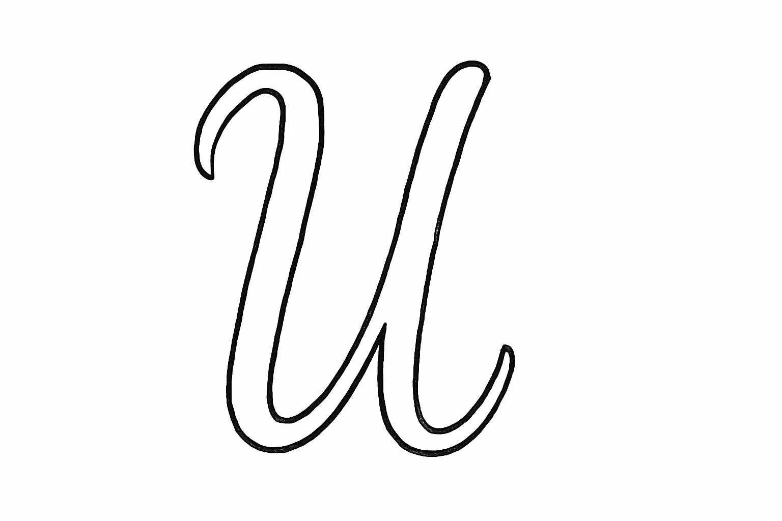 Letter U – Cursive Coloring Page (Free PDF)