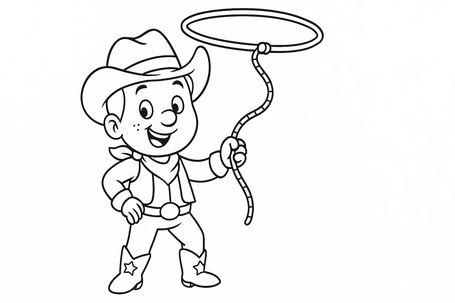 Little Cowboy with Lasso – Free Coloring Page (PDF)