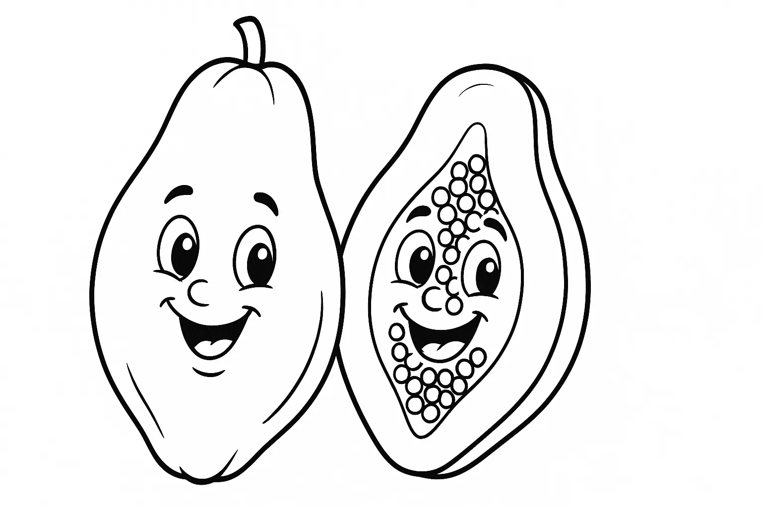 Papaya Coloring Page – Exotic Fruit to Color (Free PDF)