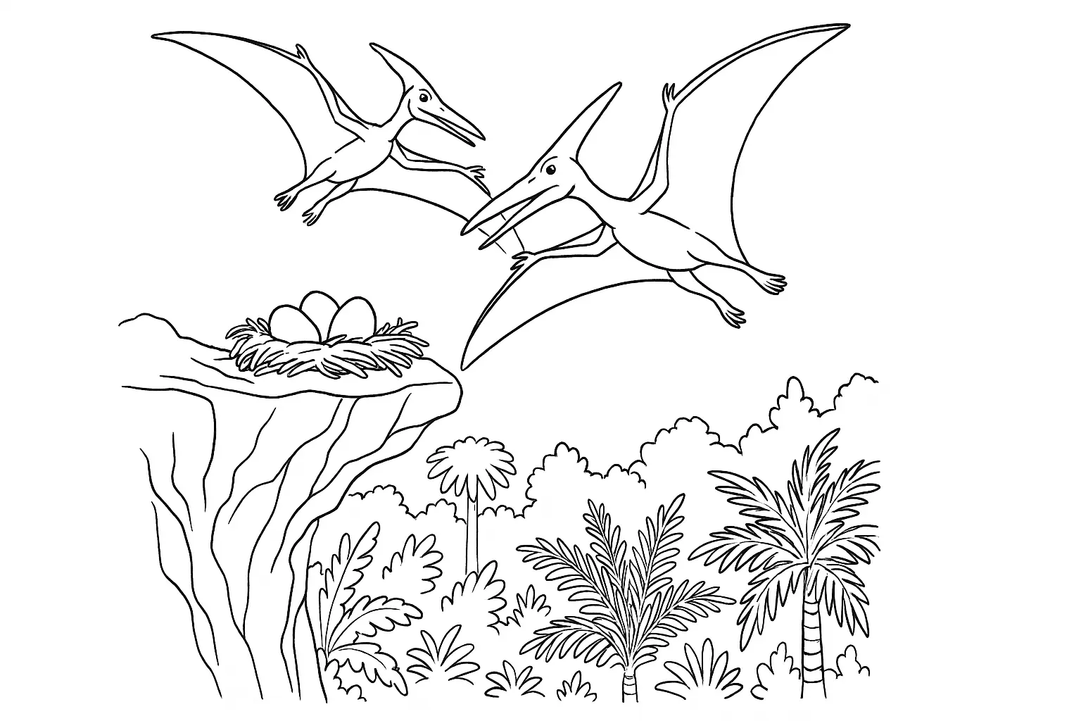 Pteranodon Coloring Page for Kids: PDF for Printing