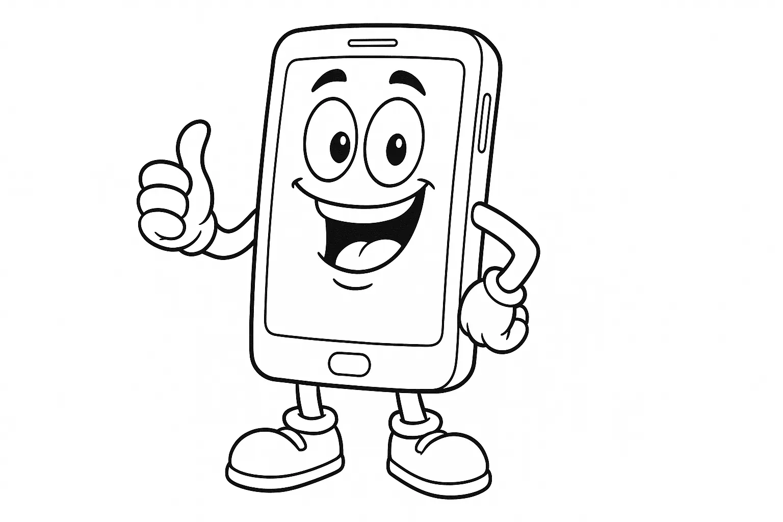 Smiling Smartphone Coloring Page – Free PDF for Kids