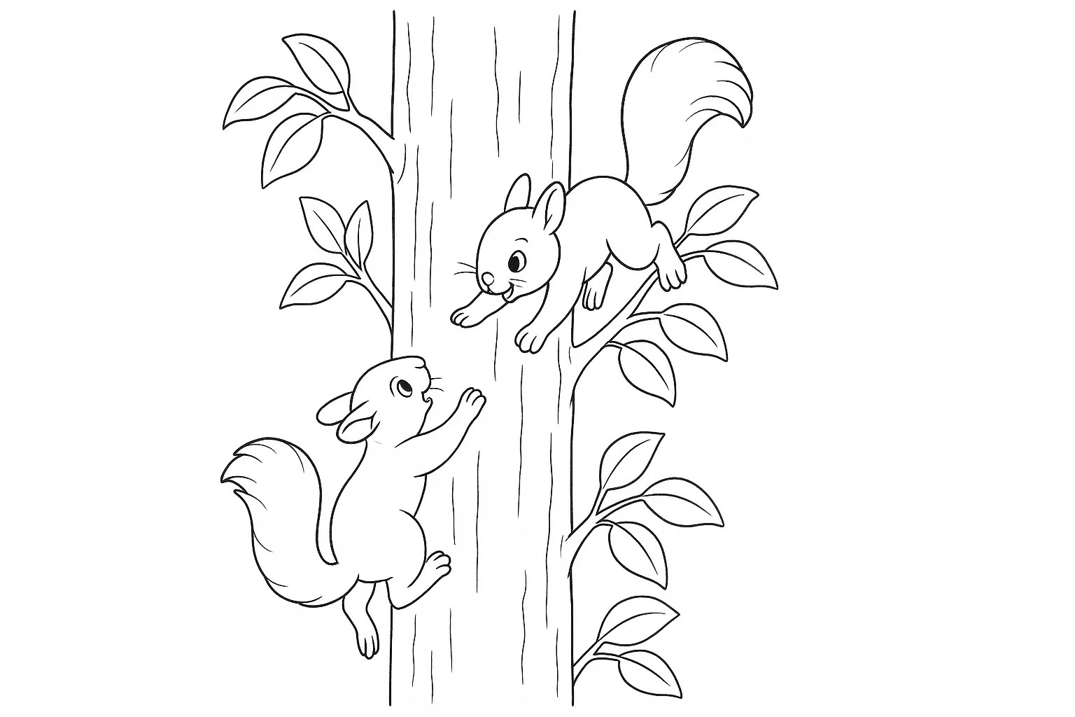 Squirrel Coloring Page: PDF Template for Kids