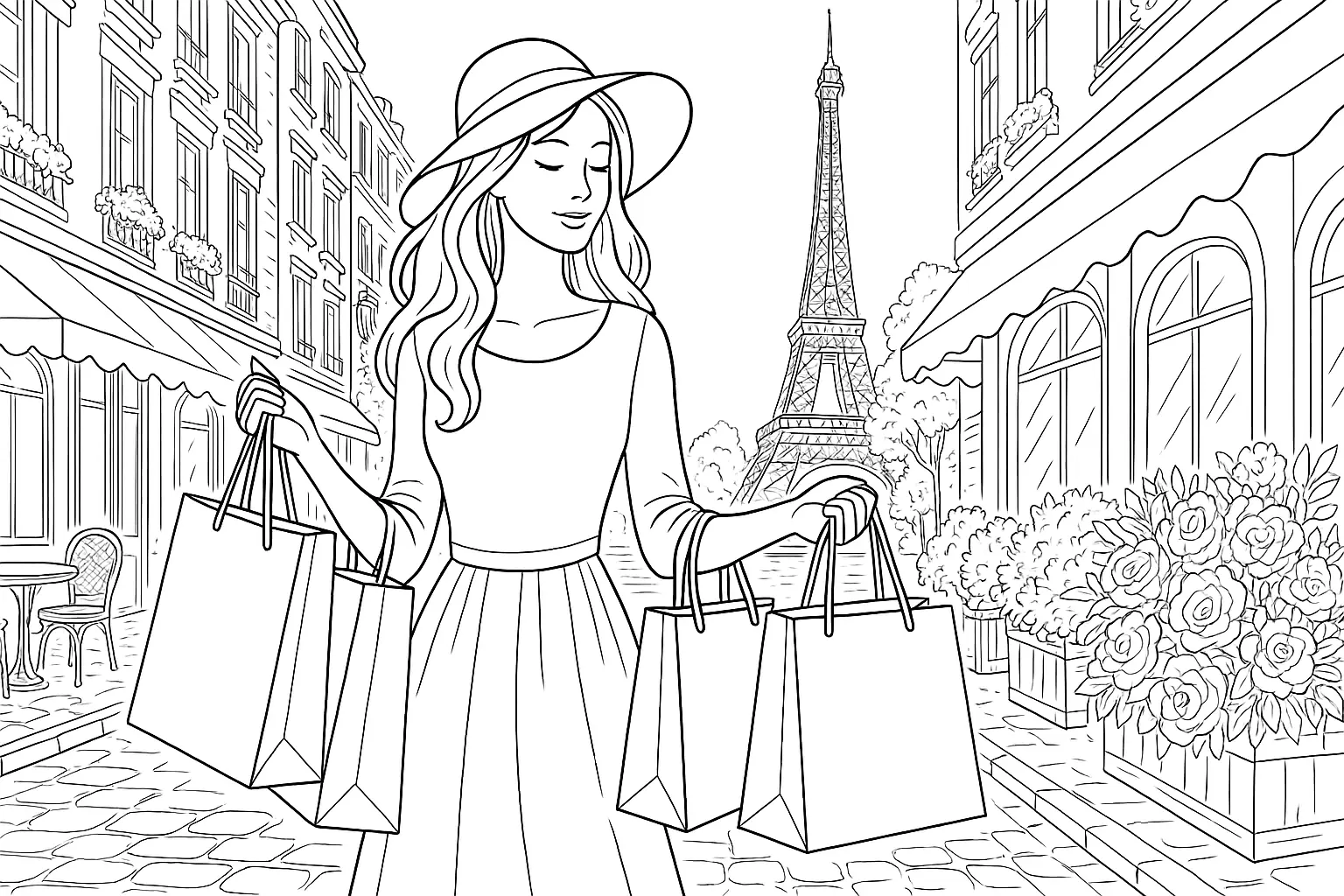 Stylish Coloring Page – Discover Shopping in Paris