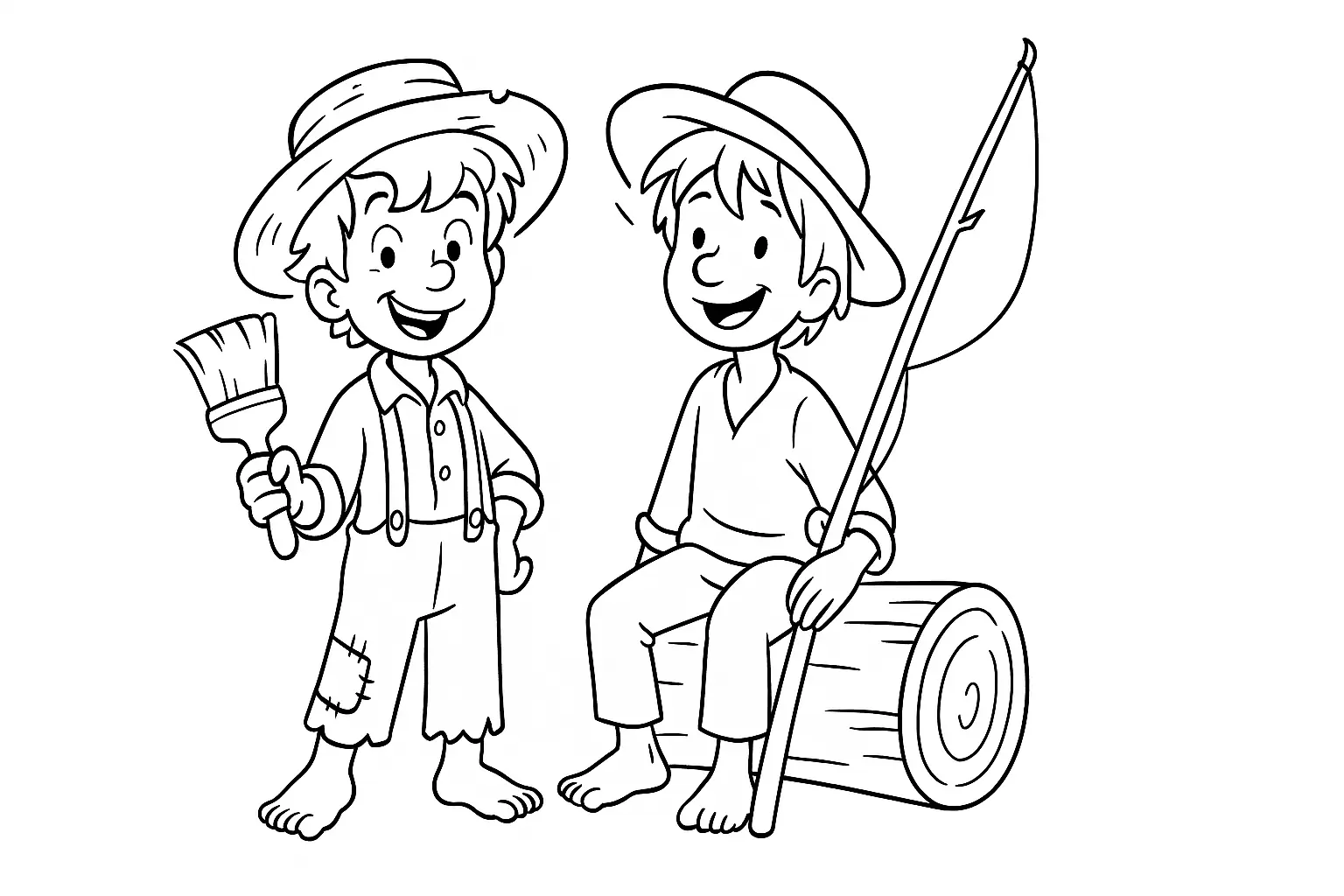 Tom Sawyer & Huckleberry Finn – Free Coloring Page