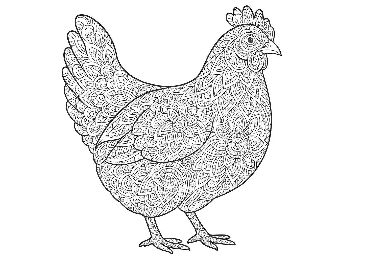 Chicken with Intricate Patterns