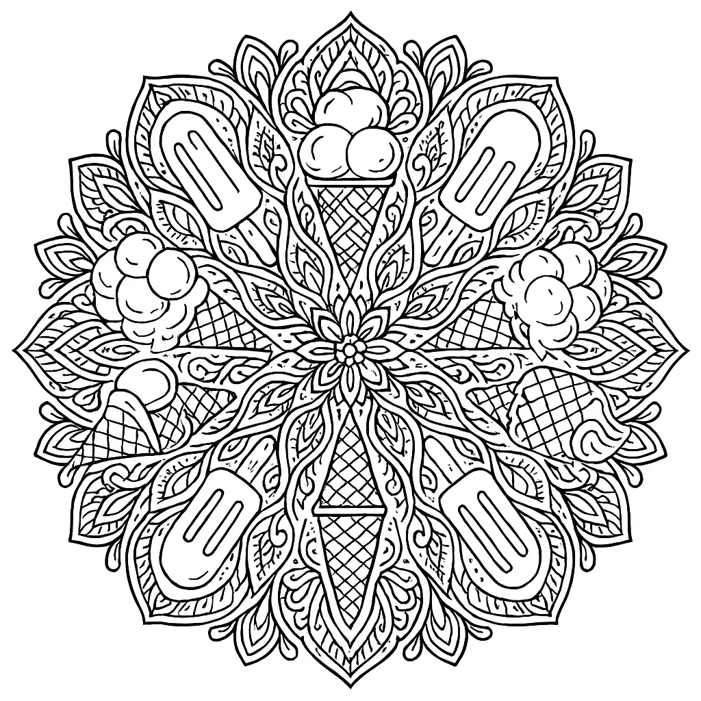 Creative Ice Cream Coloring Page to Print