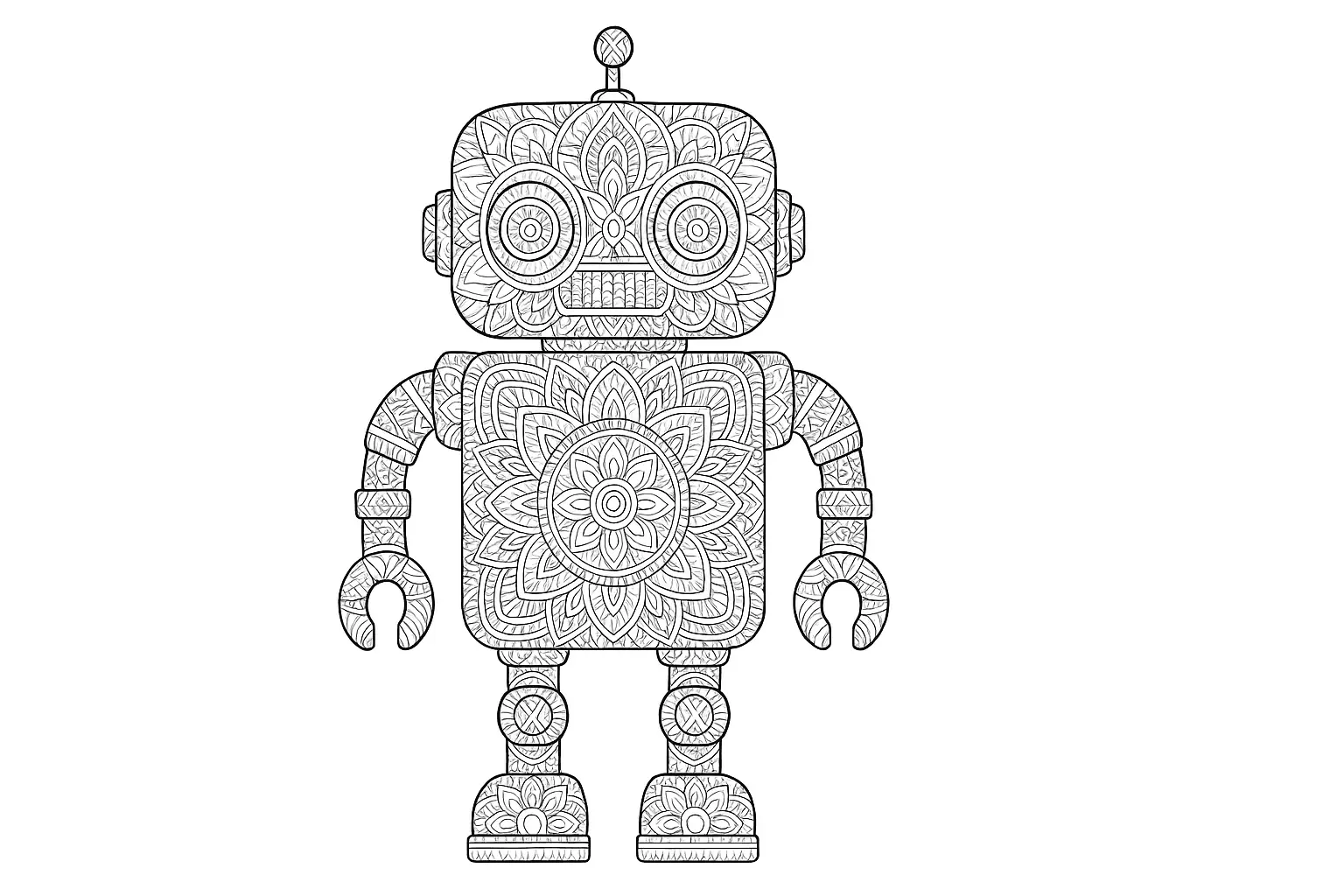 Creative Robot Coloring Page for Printing