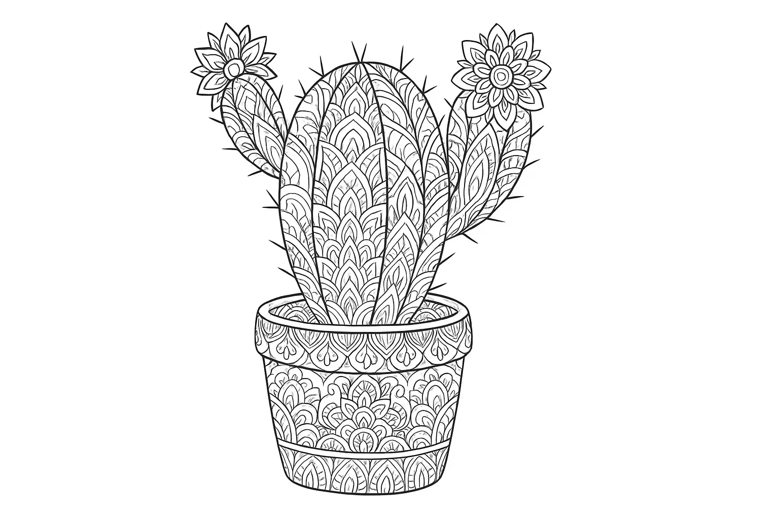 Detailed Cactus Coloring Page