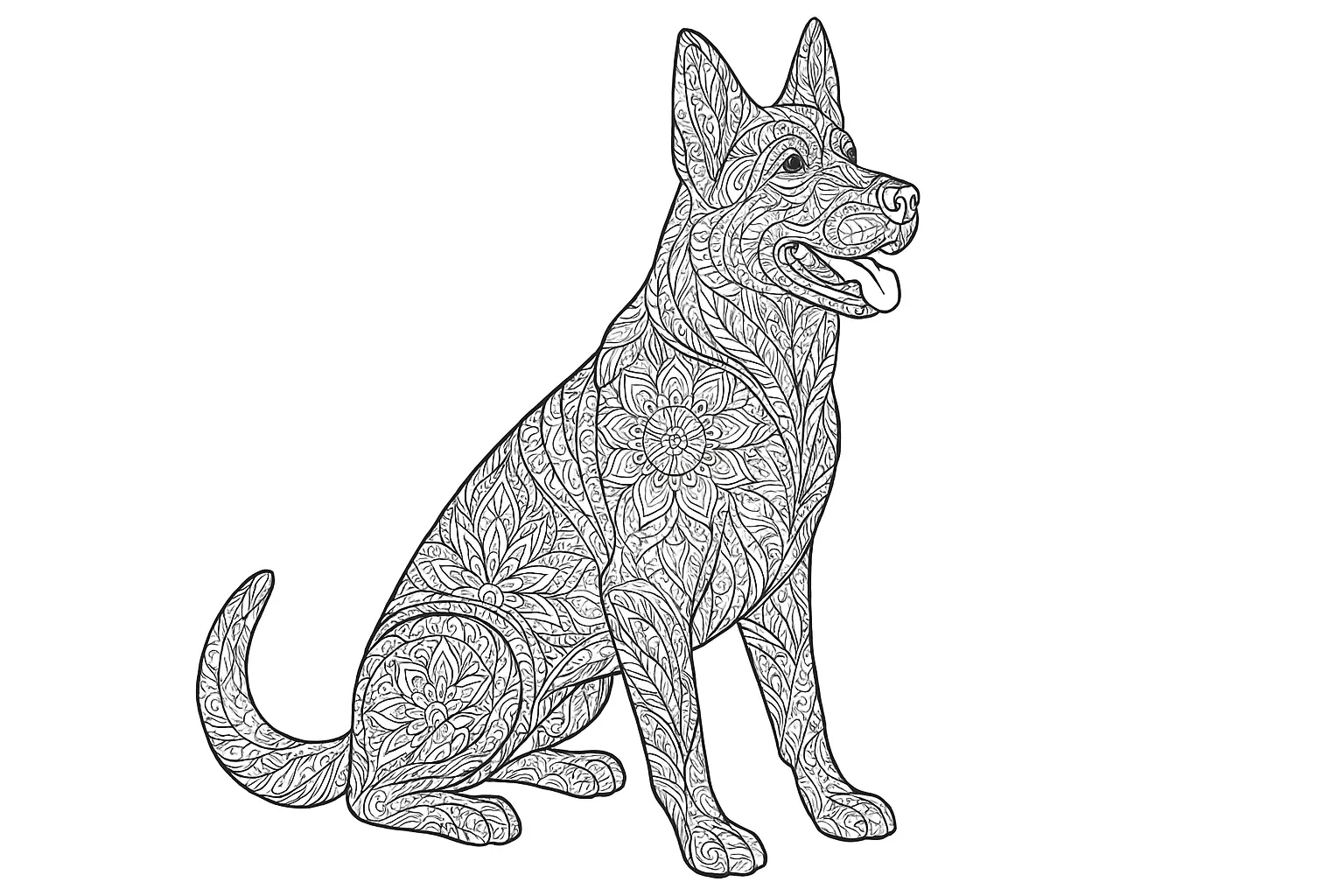 Detailed German Shepherd Coloring Page