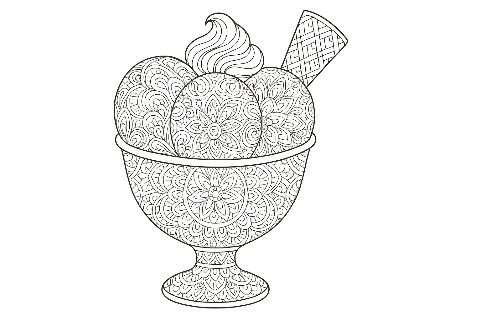 Detailed Ice Cream Sundae Coloring Page