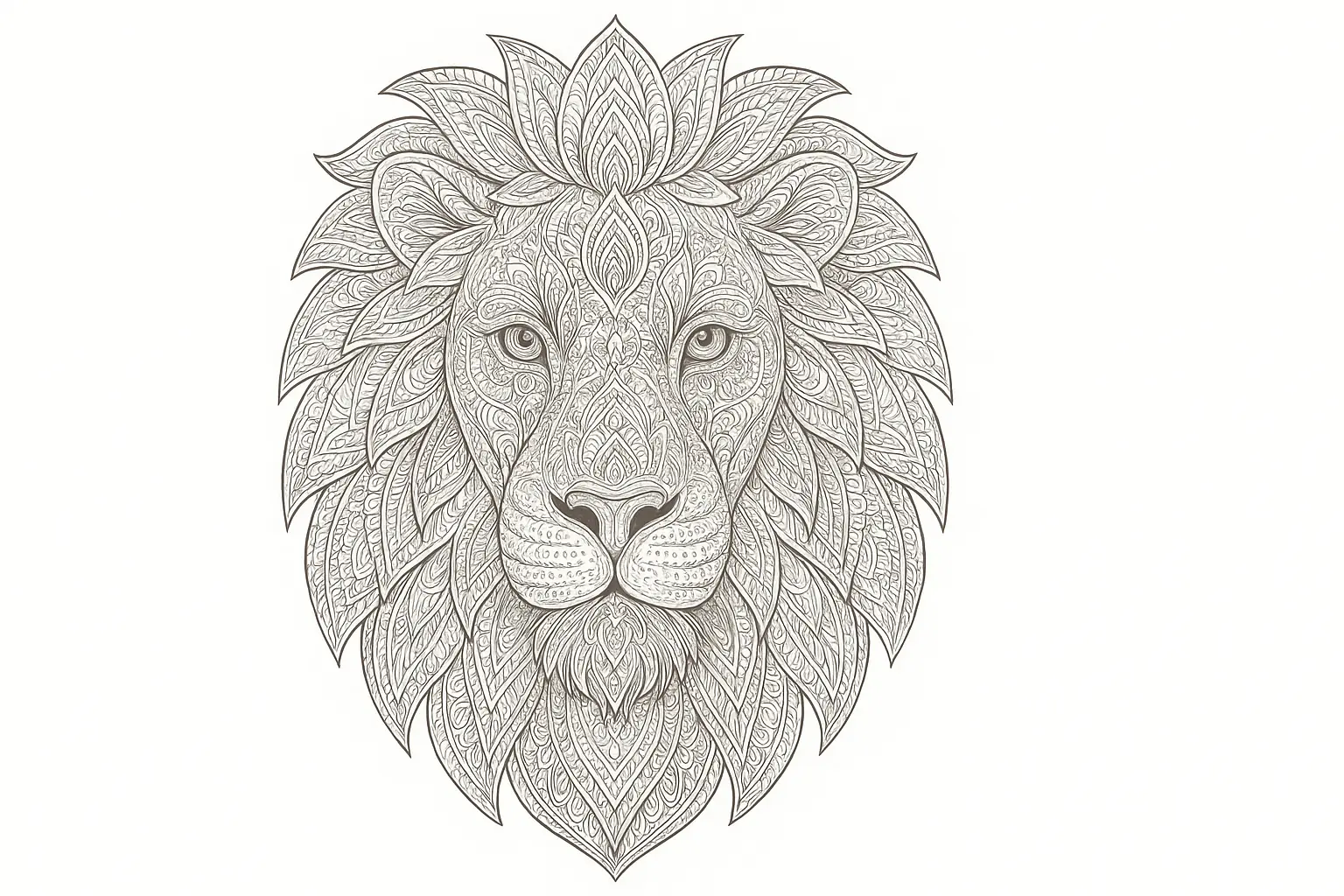 Detailed Lion Motif for Coloring