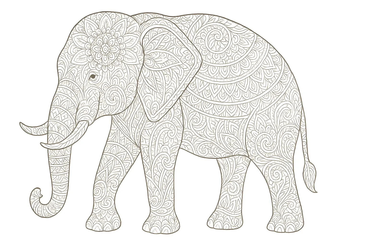 Elephant Detailed Coloring Page