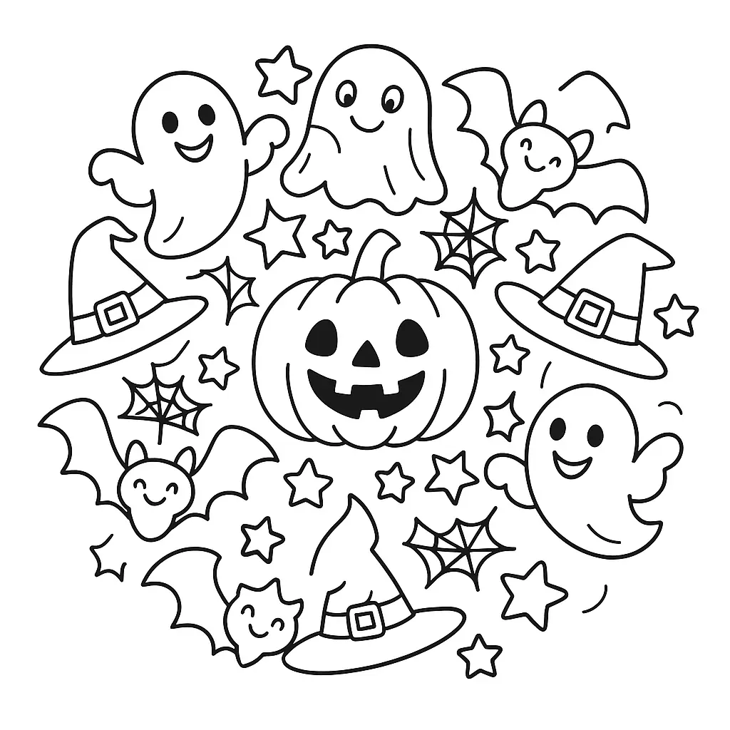Halloween Mandala – Kid-Friendly PDF Coloring Page