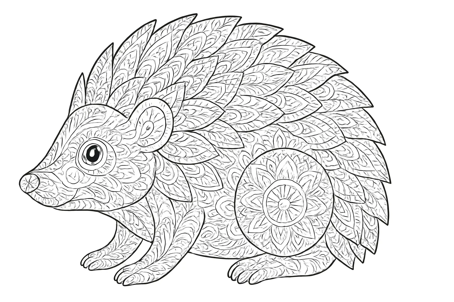 Hedgehog as Detailed Coloring Page