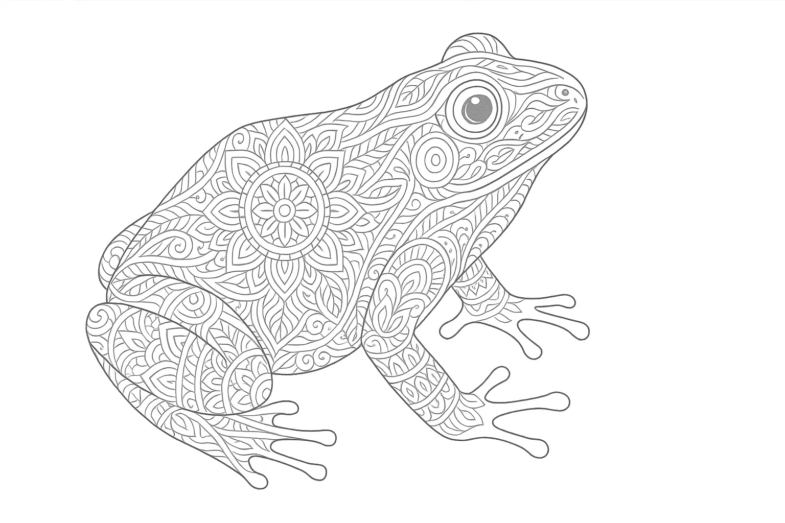 Intricate Coloring Page with Frog