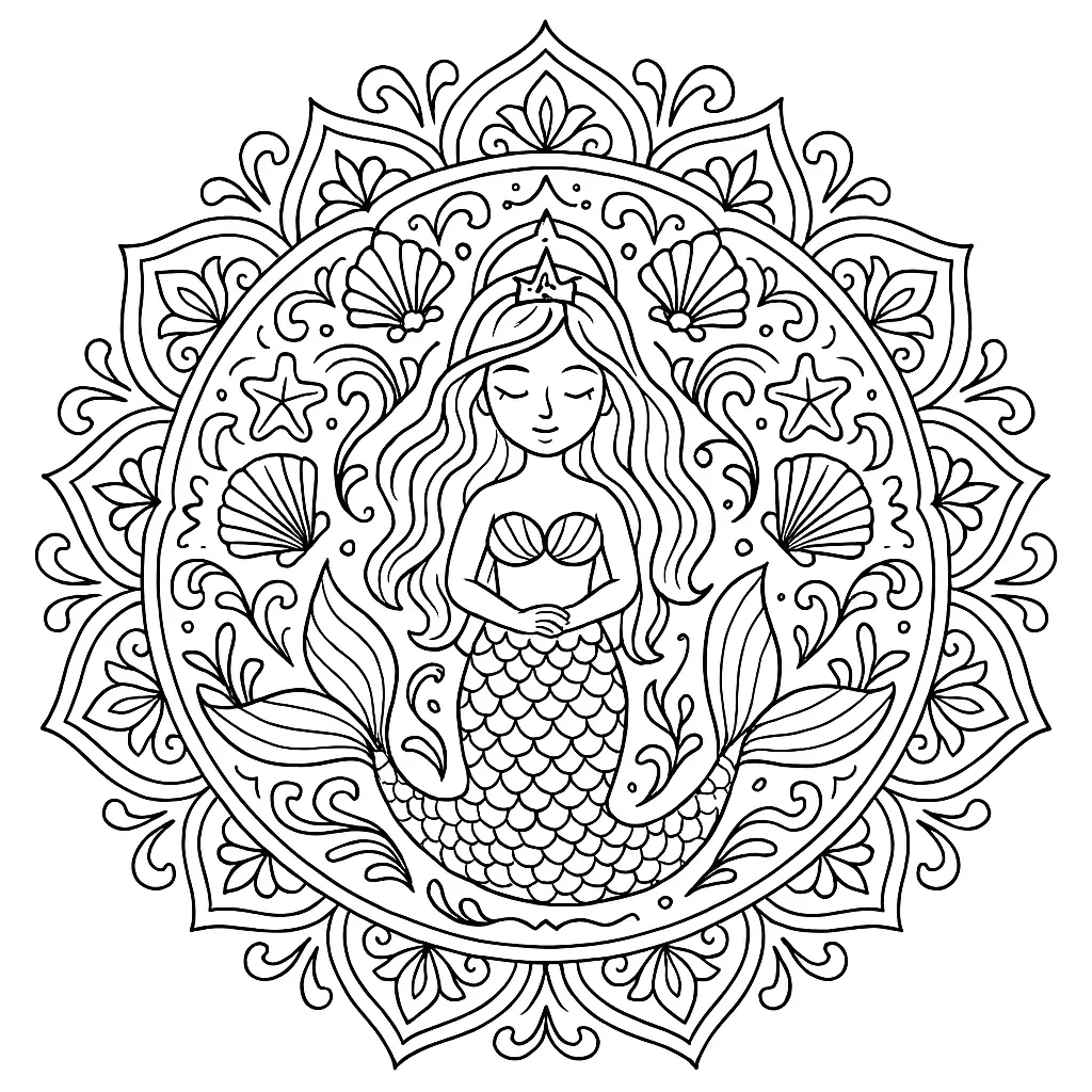 Mermaid Coloring Page for Kids
