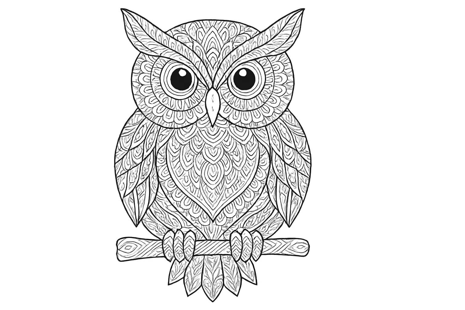 Owl as Detailed Coloring Page