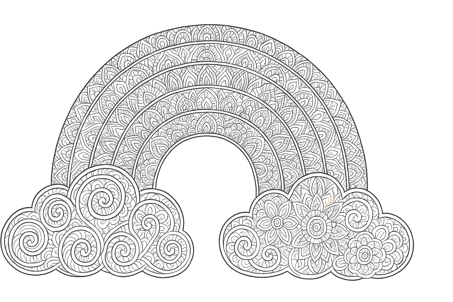 Rainbow as Detailed Coloring Page