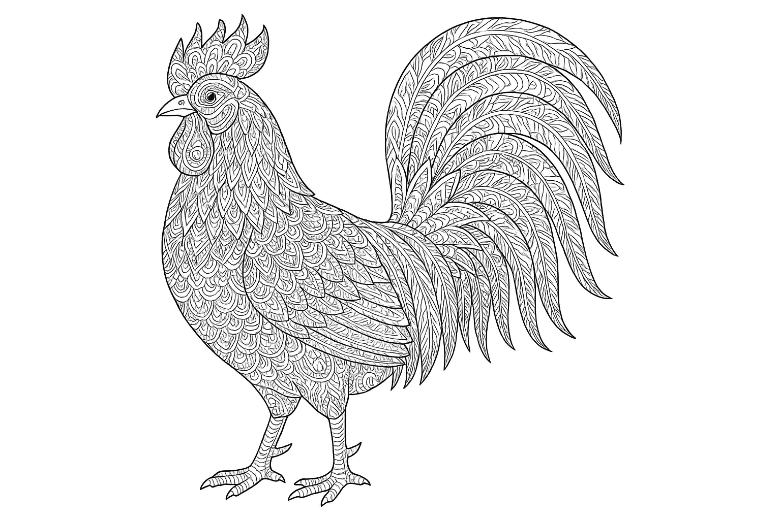 Rooster as Creative Coloring Page