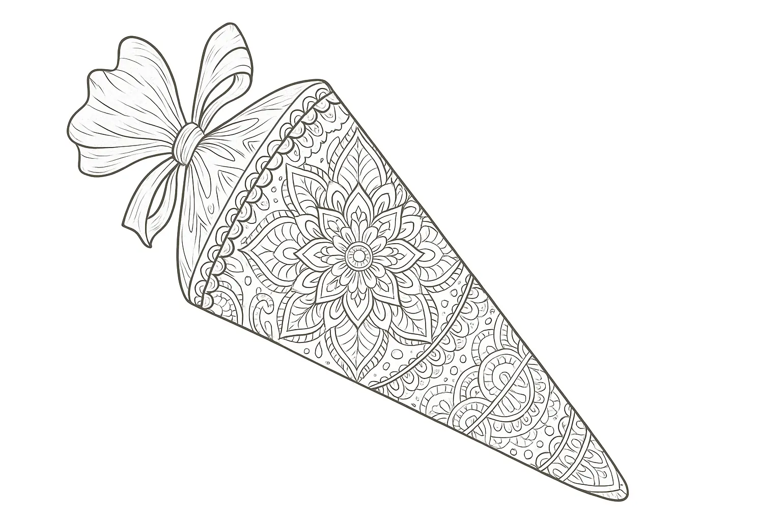 School Cone as Creative Coloring Page