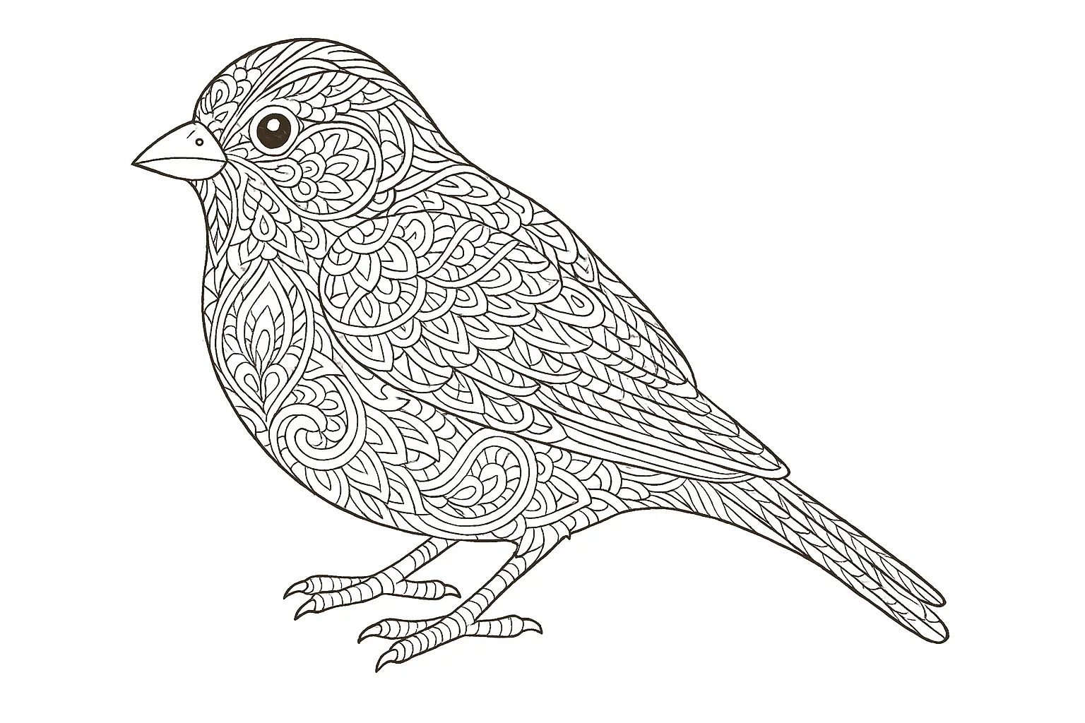 Sparrow as a Detailed Coloring Page