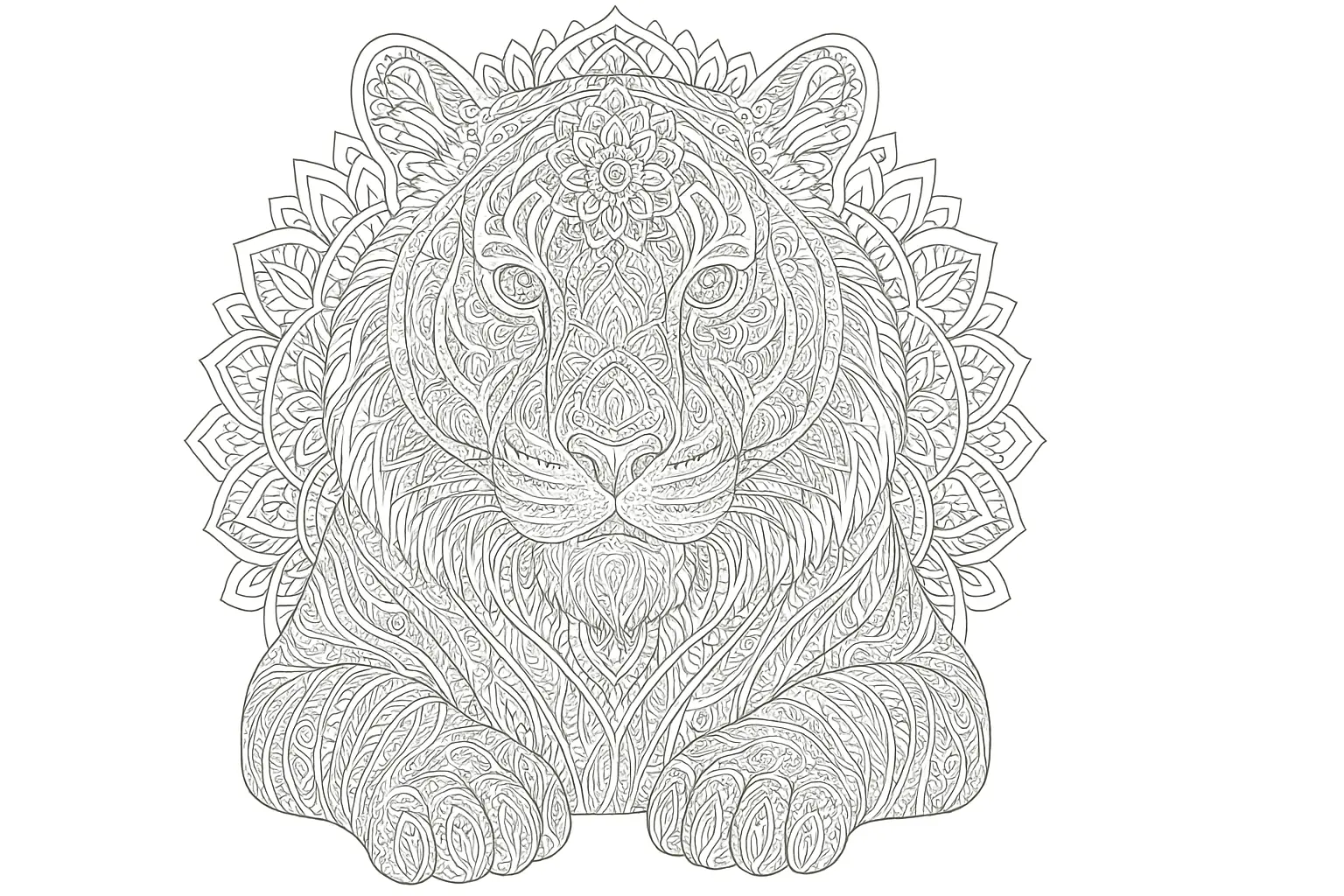Tiger Head Detailed Coloring Page