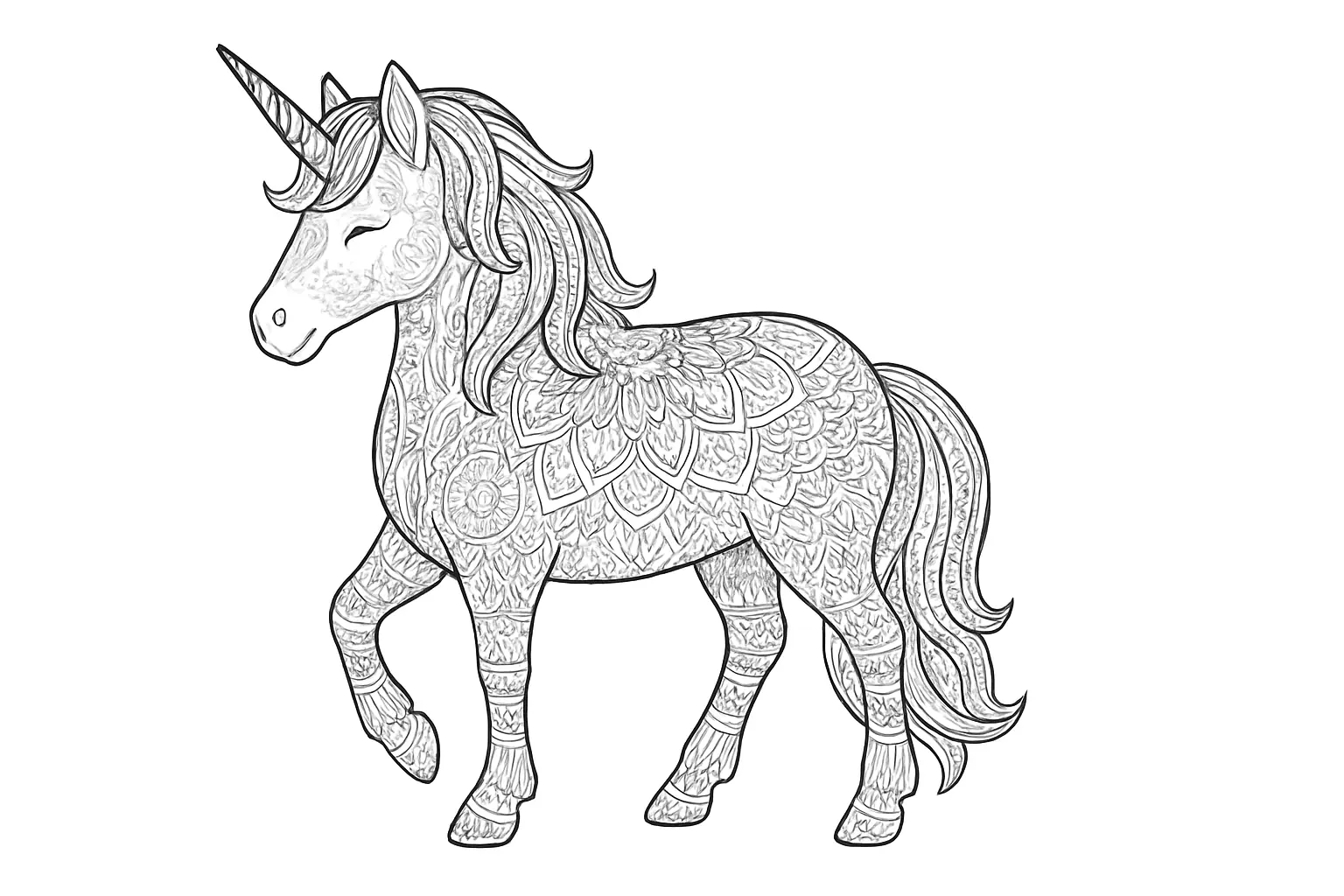 Unicorn with artistic patterns